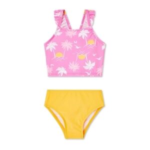 George NEW 2pc Hawaiian Ruffle Straps Baby Girl Swim Suit Size 12-18months NWT